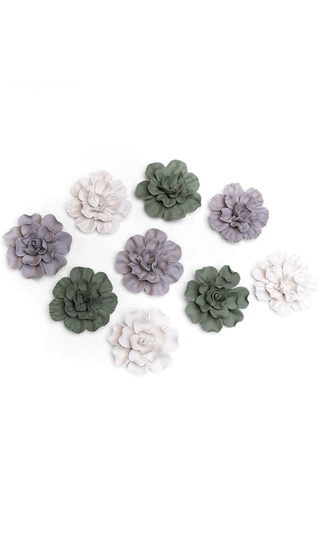 Matte Set of 3 - Ceramic Flower Tabletop Art - handmade by Chive Studio Toronto