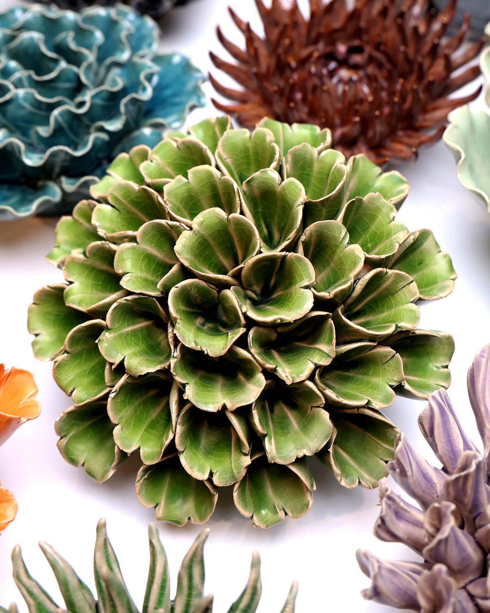 Ceramic Flower Wall Art Polyp Green Large - Chive Ceramics Studio - Ceramic Flowers - Chive US