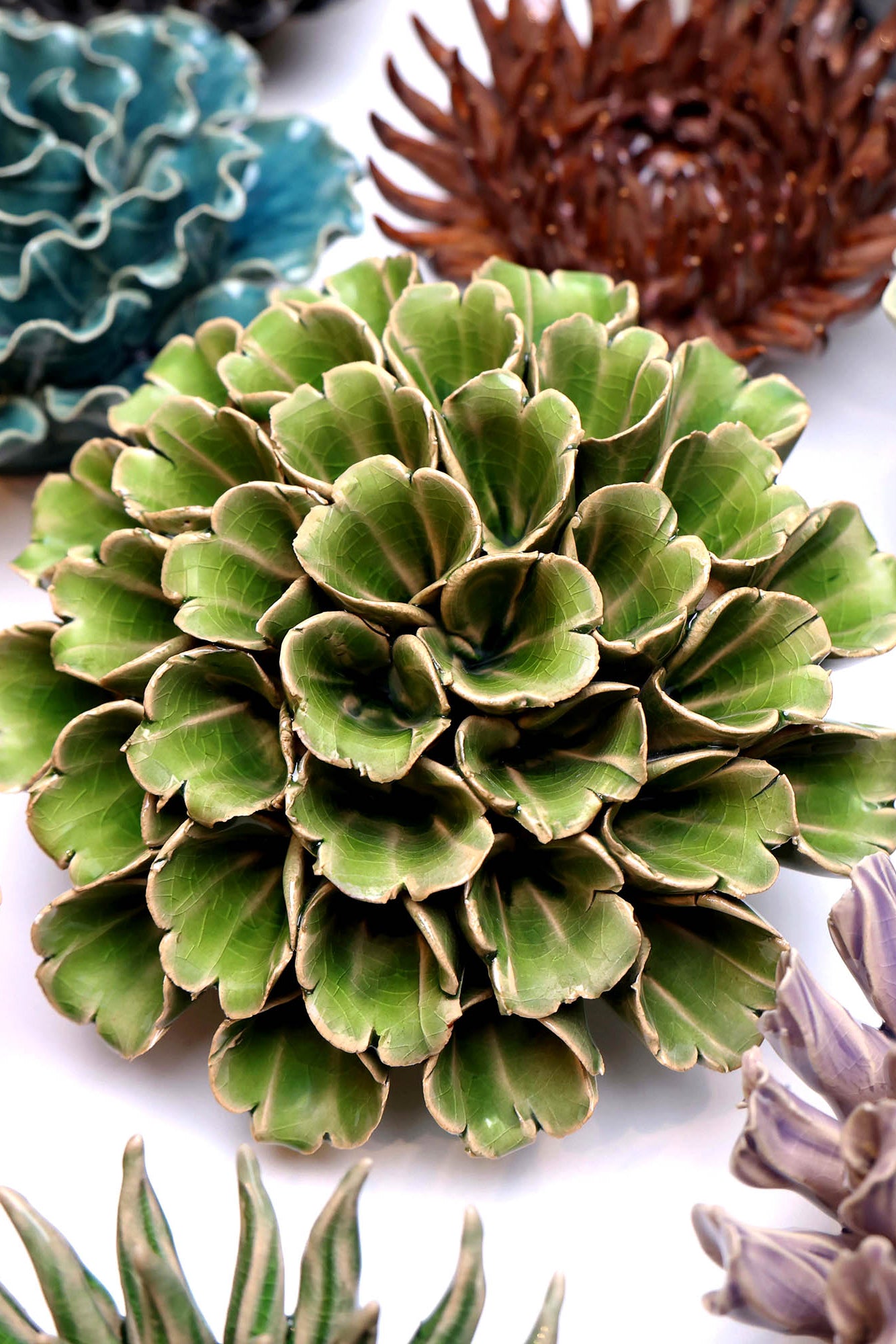 Ceramic Flower Wall Art Polyp Green Large - Chive Ceramics Studio - Ceramic Flowers - Chive US