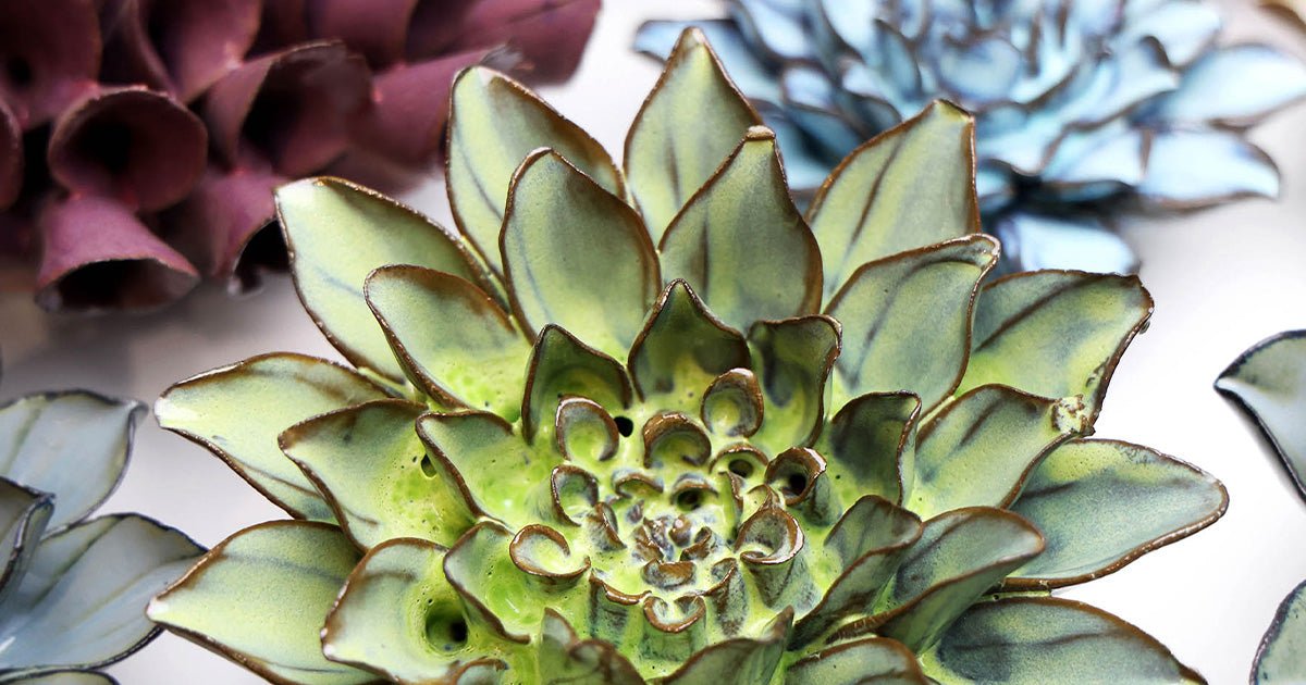 Green Ceramic Flowers - Chive Ceramics Studio