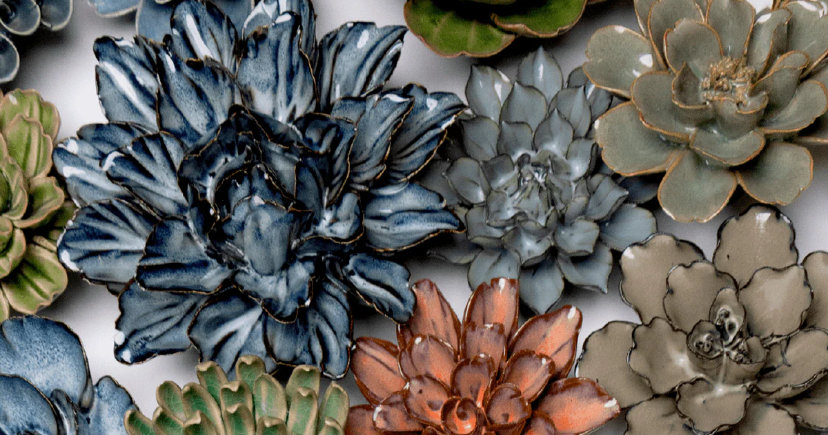 Japan Collection Ceramic Flowers | Japandi Wall Art | Chive