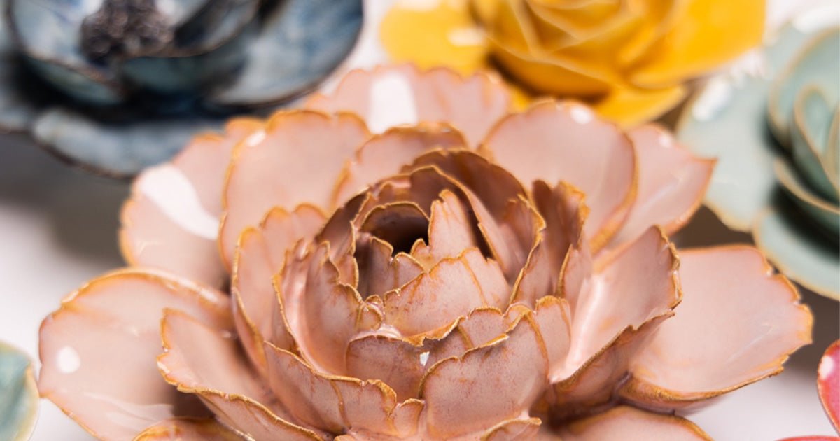 Pink Ceramic Flowers - Chive Ceramics Studio