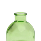 Chive Loft round glass bud vase in green, close-up on the flared neck and rim.