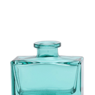 Chive Loft glass bud vase in Teal shows a close-up of the narrow neck and flared rim.