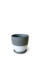 Black Porcelain Modern Indoor Plant Pot with Saucer - Dyad - handmade by Chive Studio Toronto