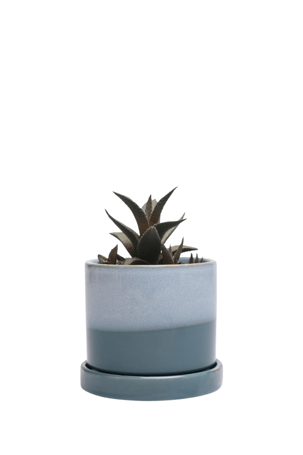 Blue Aqua Ceramic Pot and Saucer Set with Drainage - Minute - handmade by Chive Studio Toronto