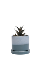 Blue Aqua Ceramic Pot and Saucer Set with Drainage - Minute - handmade by Chive Studio Toronto