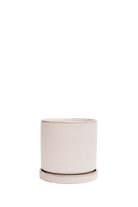 Ivory Speckles Small Ceramic Pot with drainage Hole and Saucer - Minute - handmade by Chive Studio Toronto
