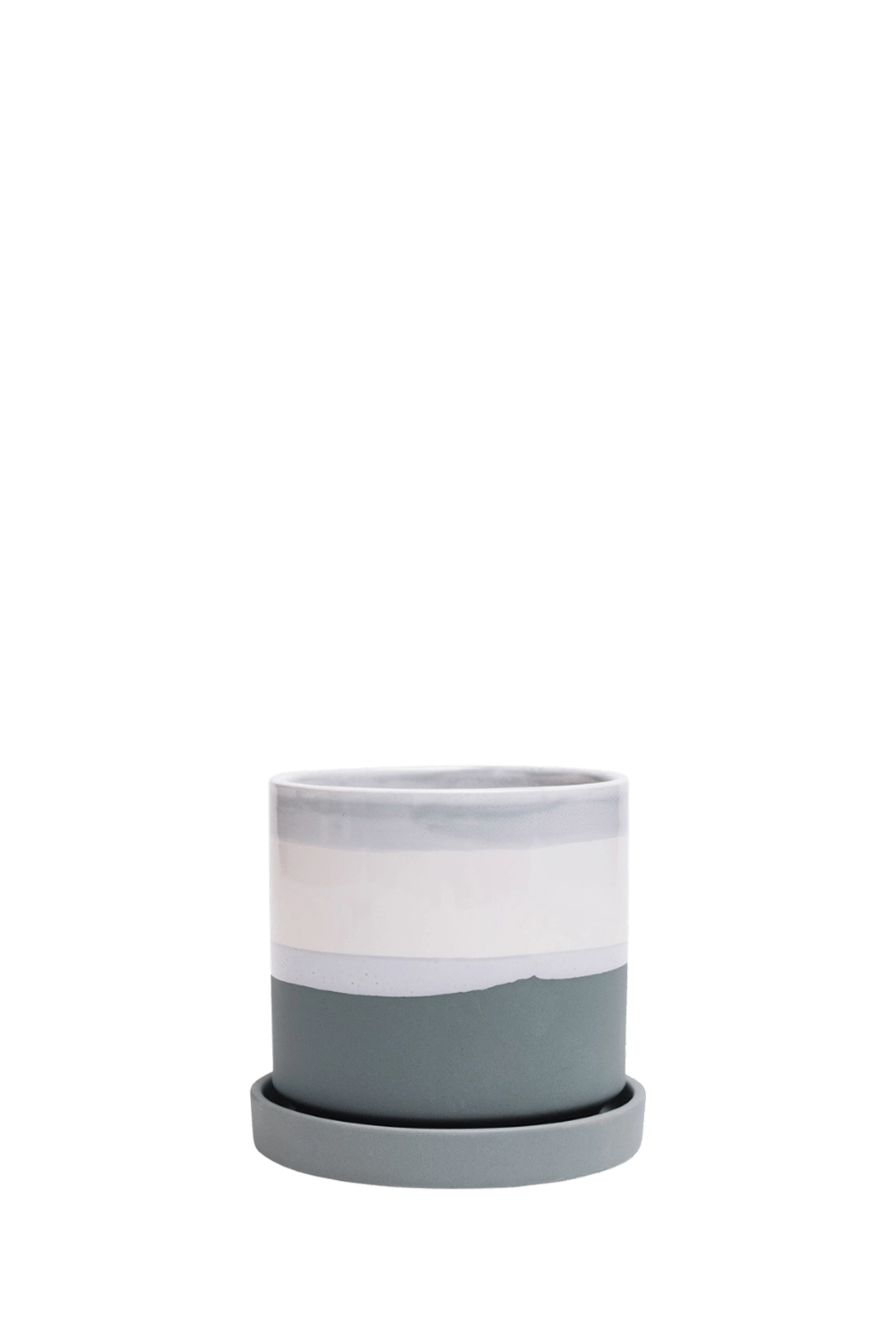 Matte Green Small Ceramic Pot with Drainage Hole and Saucer - Minute - handmade by Chive Studio Toronto