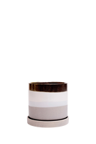 Mocha Cement Small Ceramic Pot with drainage Hole and Saucer - Minute - handmade by Chive Studio Toronto