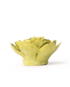 Chartreuse Primrose ceramic wall flower detail view — Chive Ceramics Studio