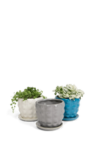 Multicolour Ceramic Pot with Drainage Hole and Saucer - Convex - handmade by Chive Studio Toronto