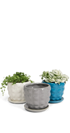 Multicolour Ceramic Pot with Drainage Hole and Saucer - Convex - handmade by Chive Studio Toronto