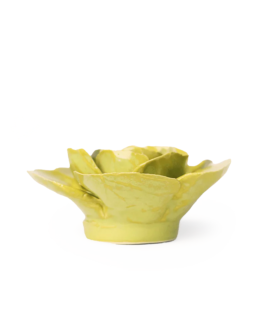 Chartreuse Elegance Ranunculus ceramic wall flower detail view — Chive Ceramics Studio