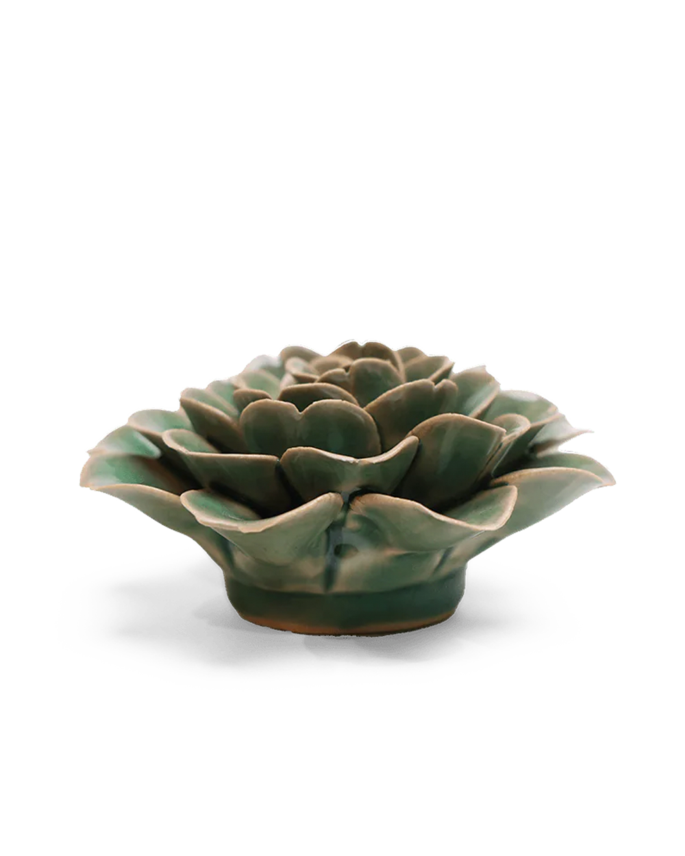 Jungle Green Tea Rose ceramic wall flower detail view — Chive Ceramics Studio