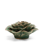 Jungle Green Tea Rose ceramic wall flower detail view — Chive Ceramics Studio