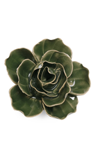 Fir green butterfly ranunculus ceramic wall flower — English Garden Collection — handmade by Chive Studio Toronto