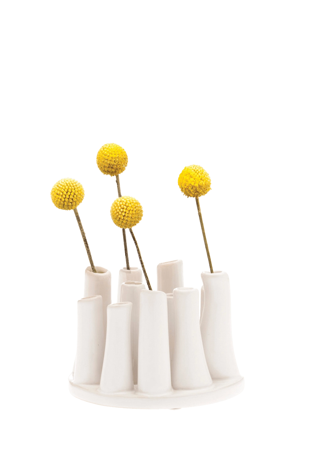 White Modern Round Bud Vase for Flowers - Pooley - handmade by Chive Studio Toronto