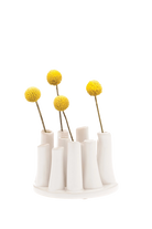 White Modern Round Bud Vase for Flowers - Pooley - handmade by Chive Studio Toronto