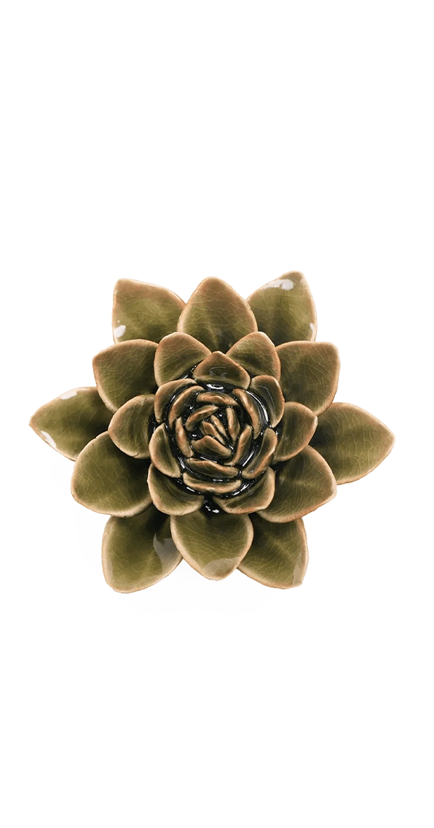 166サイコフラワー Olive Green Echeveria Ceramic Wall Flower | Chive Studio