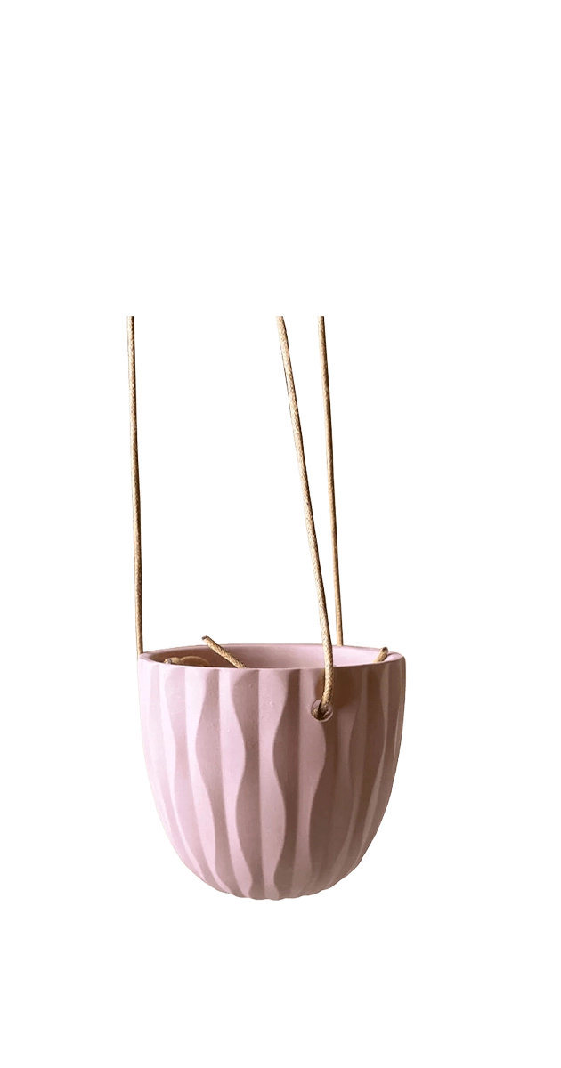 Clay Terra Cotta Ceramic Modern Hanging Planter - Virago - handmade by Chive Studio Toronto