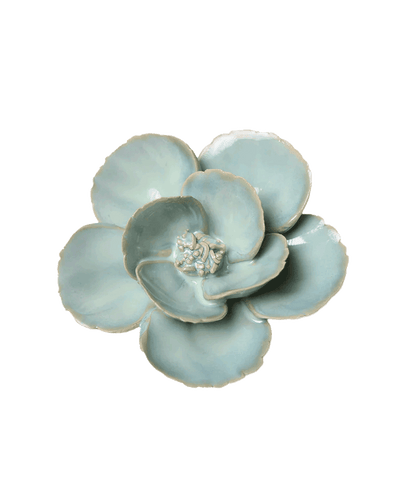 Milk Teal Poppy ceramic wall flower — English Garden Collection — Chive Ceramics Studio