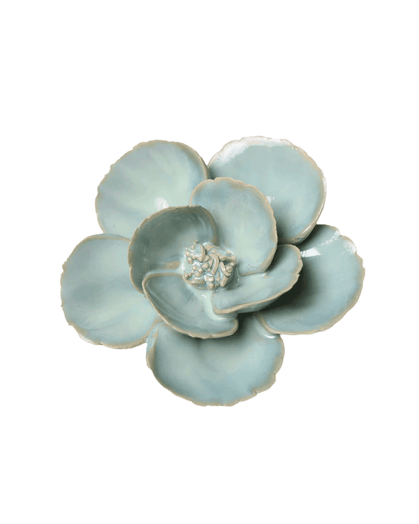Milk Teal Poppy ceramic wall flower — English Garden Collection — Chive Ceramics Studio