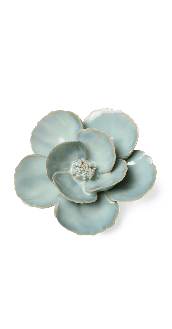 Milk Teal Poppy ceramic wall flower — English Garden Collection — Chive Ceramics Studio