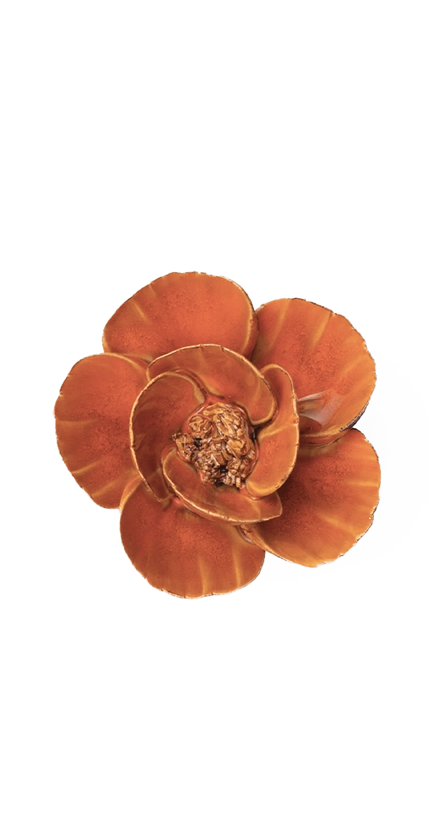 Burnt Orange Poppy Ceramic Wall Flower | France | Chive