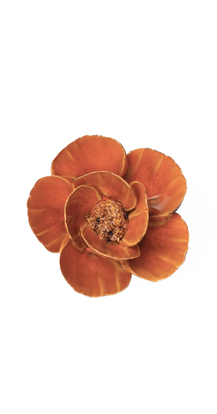 Burnt Orange Poppy Ceramic Wall Flower | France | Chive