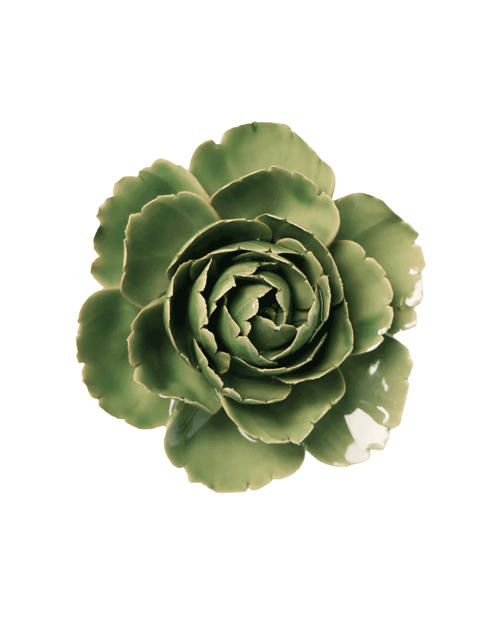 Jade Green English Rose ceramic wall flower — English Garden Collection — Chive Ceramics Studio