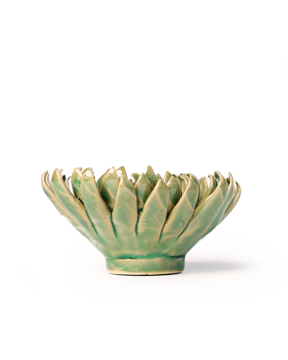 Jungle Green Pompom Mum ceramic wall flower detail view — Chive Ceramics Studio