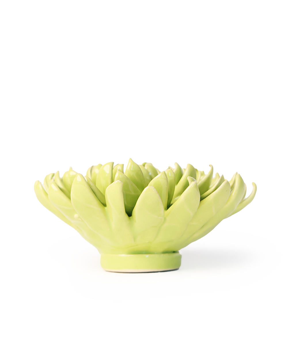 yellow green pompom mum ceramic wall flower — English Garden Collection — handmade by Chive Studio Toronto