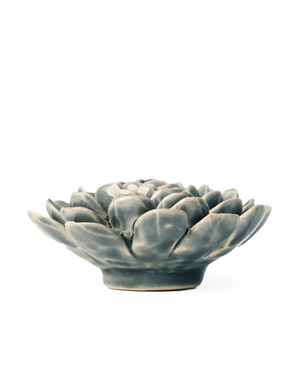 Pewter blue Zinderella Zinnia ceramic wall flower — English Garden Collection — handmade by Chive Studio Toronto