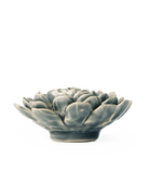 Pewter blue Zinderella Zinnia ceramic wall flower — English Garden Collection — handmade by Chive Studio Toronto