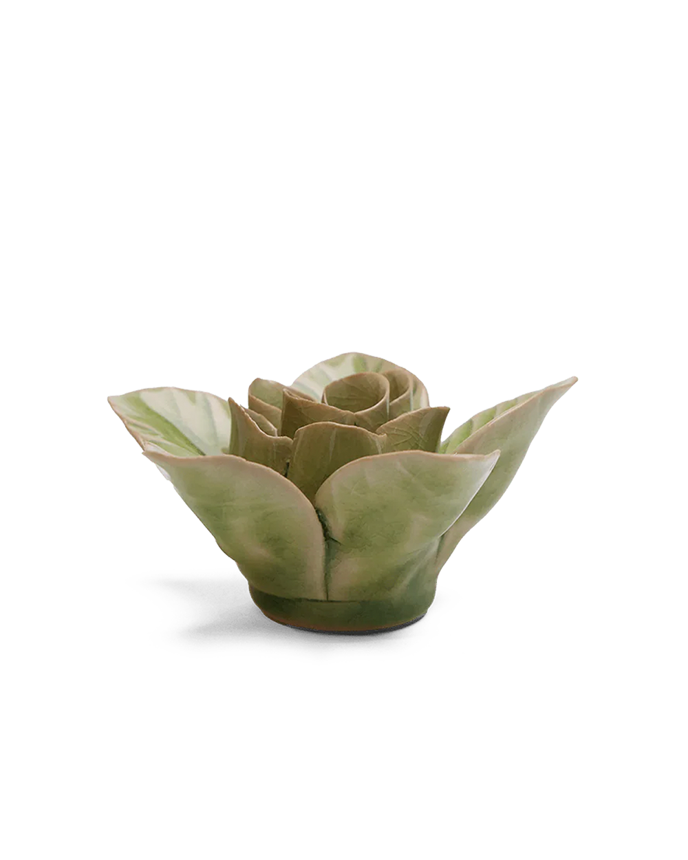 Peridot Green Maiden Lotus ceramic wall flower — English Garden — by Chive Studio