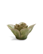 Peridot Green Maiden Lotus ceramic wall flower — English Garden — by Chive Studio