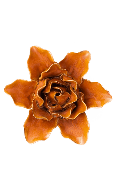 Burnt Orange Stargazer Lily Ceramic Wall Flower | Chive