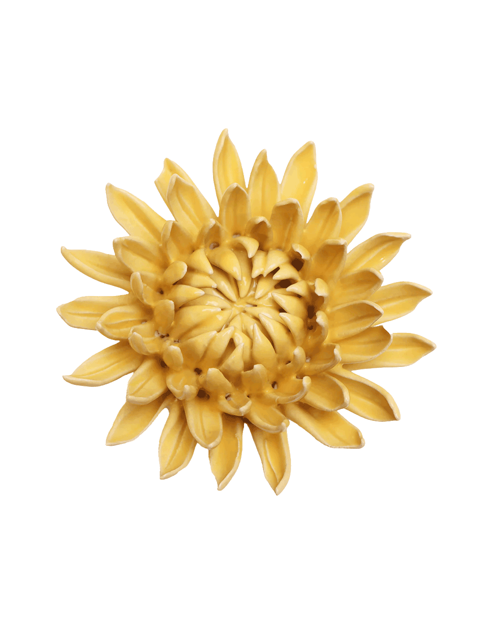 Buttercup Yellow Chrysanthemum ceramic wall flower — English Garden Collection — Chive Ceramics Studio