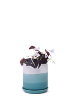 Blue Porcelain Planter with Drainage Hole and Saucer - Devo - handmade by Chive Studio Toronto