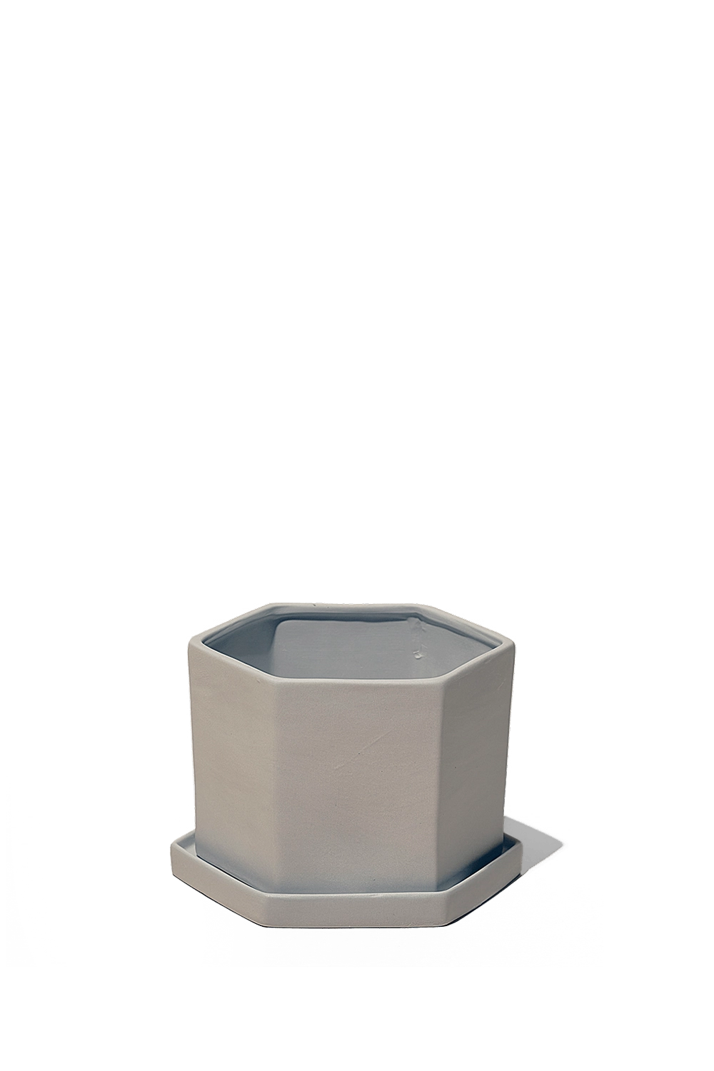 Light Grey Porcelain Pot with Drainage Hole - Hexi - designed by Chive Studio Toronto