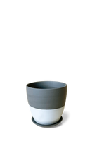 Black Porcelain Modern Indoor Plant Pot with Saucer - Black - designed by Chive Studio Toronto