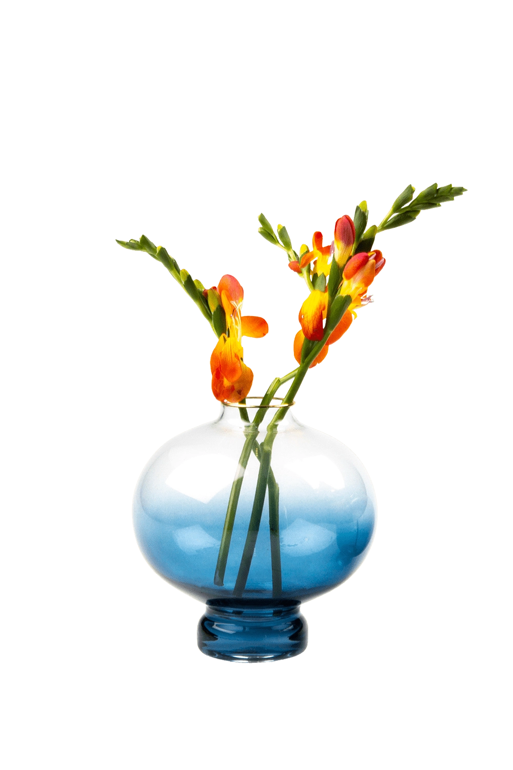 Blue Glass Unique Flower Vase - Lantern - handmade by Chive Studio Toronto