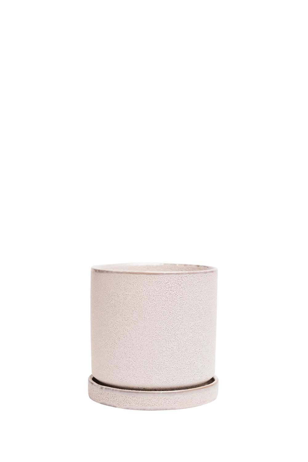 Ivory Speckle Medium Ceramic Pot with Drainage Hole and Saucer - Minute - handmade by Chive Studio Toronto