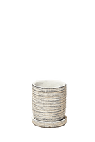 Cream Ceramic Pot with Drainage Hole and Saucer - Paul - handmade by Chive Studio Toronto