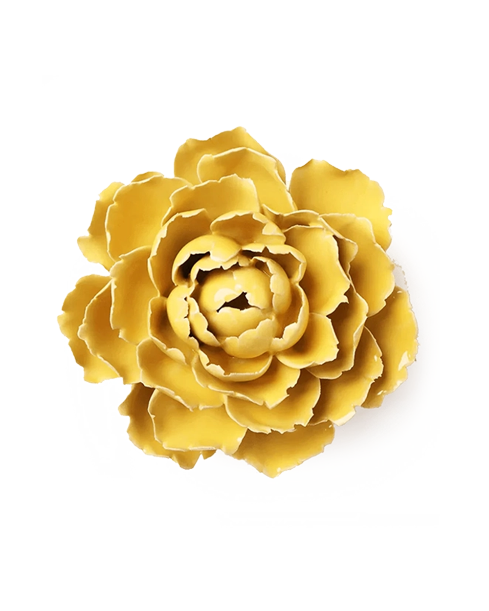 Buttercup Yellow Gay Paree Peony ceramic wall flower — Chive Ceramics Studio