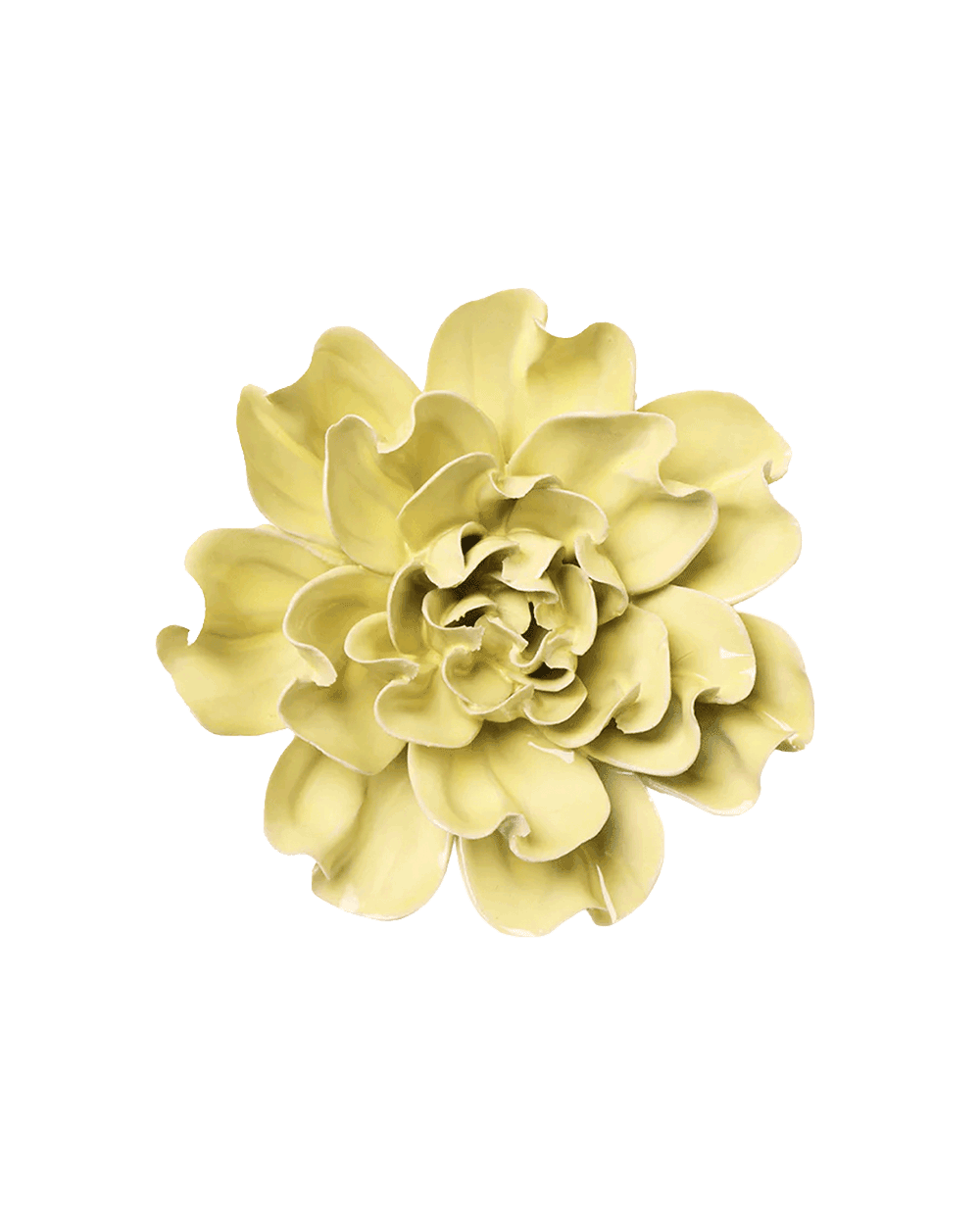 Lime Yellow Larkspur ceramic wall flower — English Garden Collection — Chive Ceramics Studio