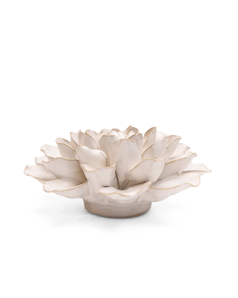 Ivory European Water Lily ceramic wall flower detail view — Chive Ceramics Studio