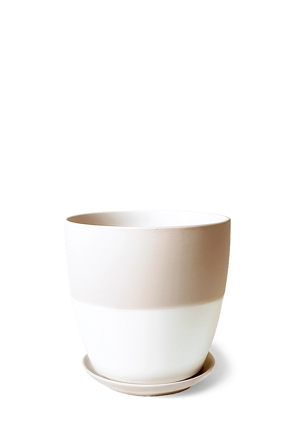 Soft Pink Large Porcelain Modern Indoor Plant Pot With Saucer - Dyad - handmade by Chive Studio Toronto