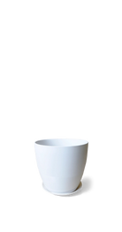 White Porcelain Modern Indoor Plant Pot With Saucer - Dyad - handmade by Chive Studio Toronto